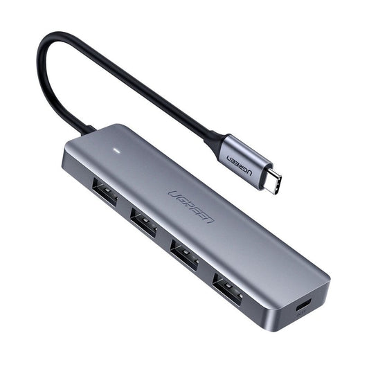 USB-Typ-C-Hub UGREEN CM219, 4 x USB 3.0, Micro-USB-Stromanschluss, Grau