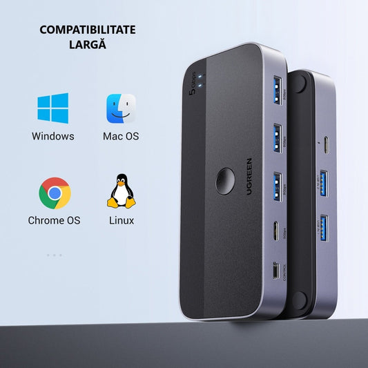 USB-Hub UGREEN CM662, 3 x USB-A 3.0 - 1 x USB-C - 1 x miniUSB, Schwarz