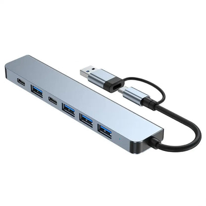 USB / USB-C Hub Techsuit H6 DataBridge, 7in1, Grau