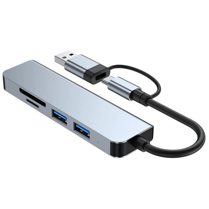 USB / USB-C Hub Techsuit H7 DataBridge, 5in1, Grau
