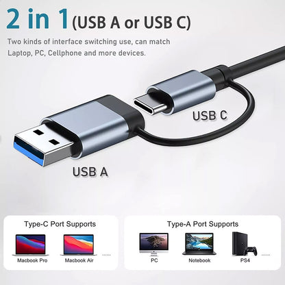 USB / USB-C Hub Techsuit H8 DataBridge, 4in1, Grau