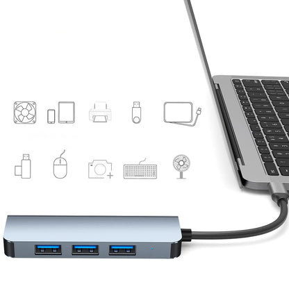 USB / USB-C Hub Techsuit H8 DataBridge, 4in1, Grau