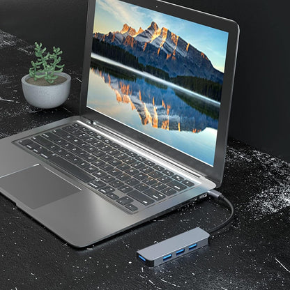 USB / USB-C Hub Techsuit H8 DataBridge, 4in1, Grau