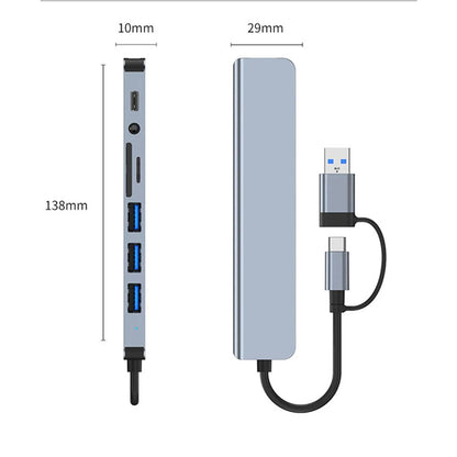 USB / USB-C Hub Techsuit H9 DataBridge, 8in1, Grau