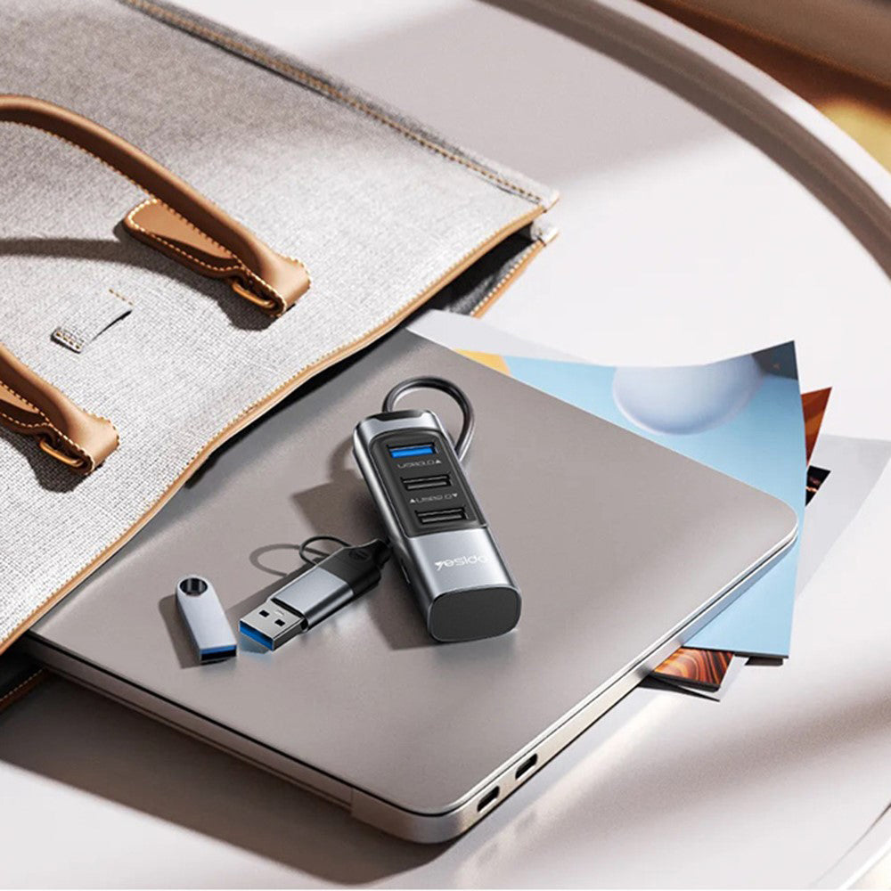 USB / USB-C Hub Yesido HB19, 4in1, Grau