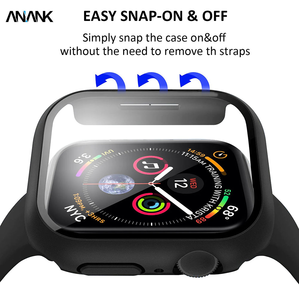 Anank Screen Guard Hülle für Apple Watch Series 7 41mm, Schwarz