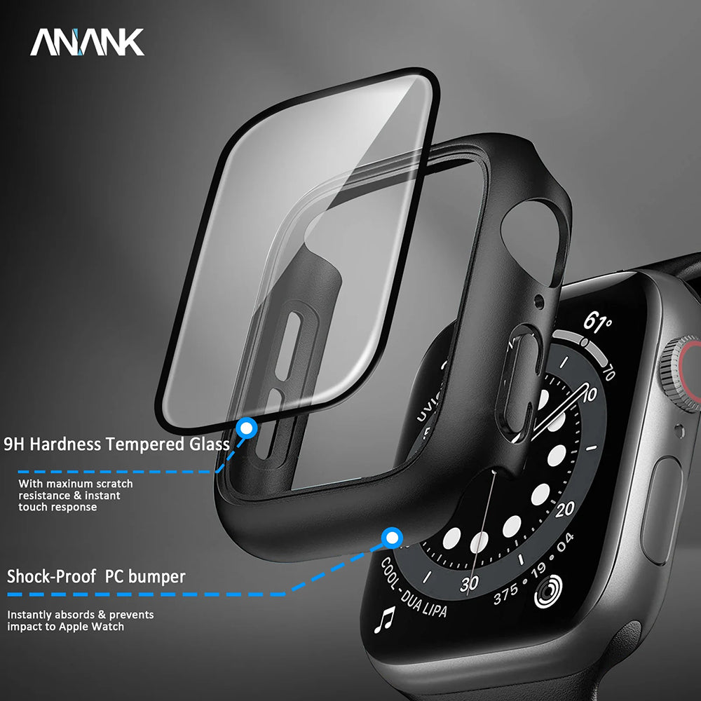 Anank Screen Guard Hülle für Apple Watch Series 7 41mm, Schwarz