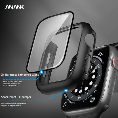Anank Screen Guard Hülle für Apple Watch Series 7 41mm, Schwarz