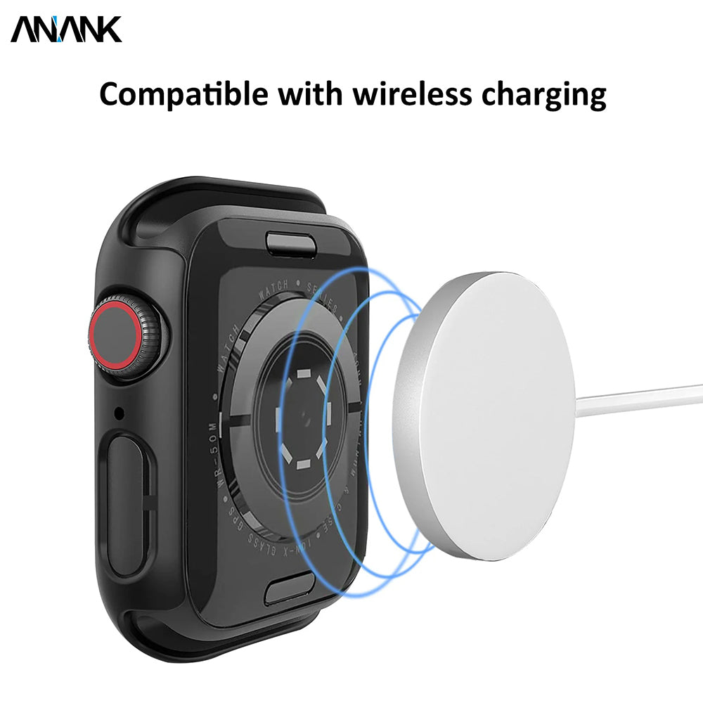 Anank Screen Guard Hülle für Apple Watch Series 7 45mm, Schwarz