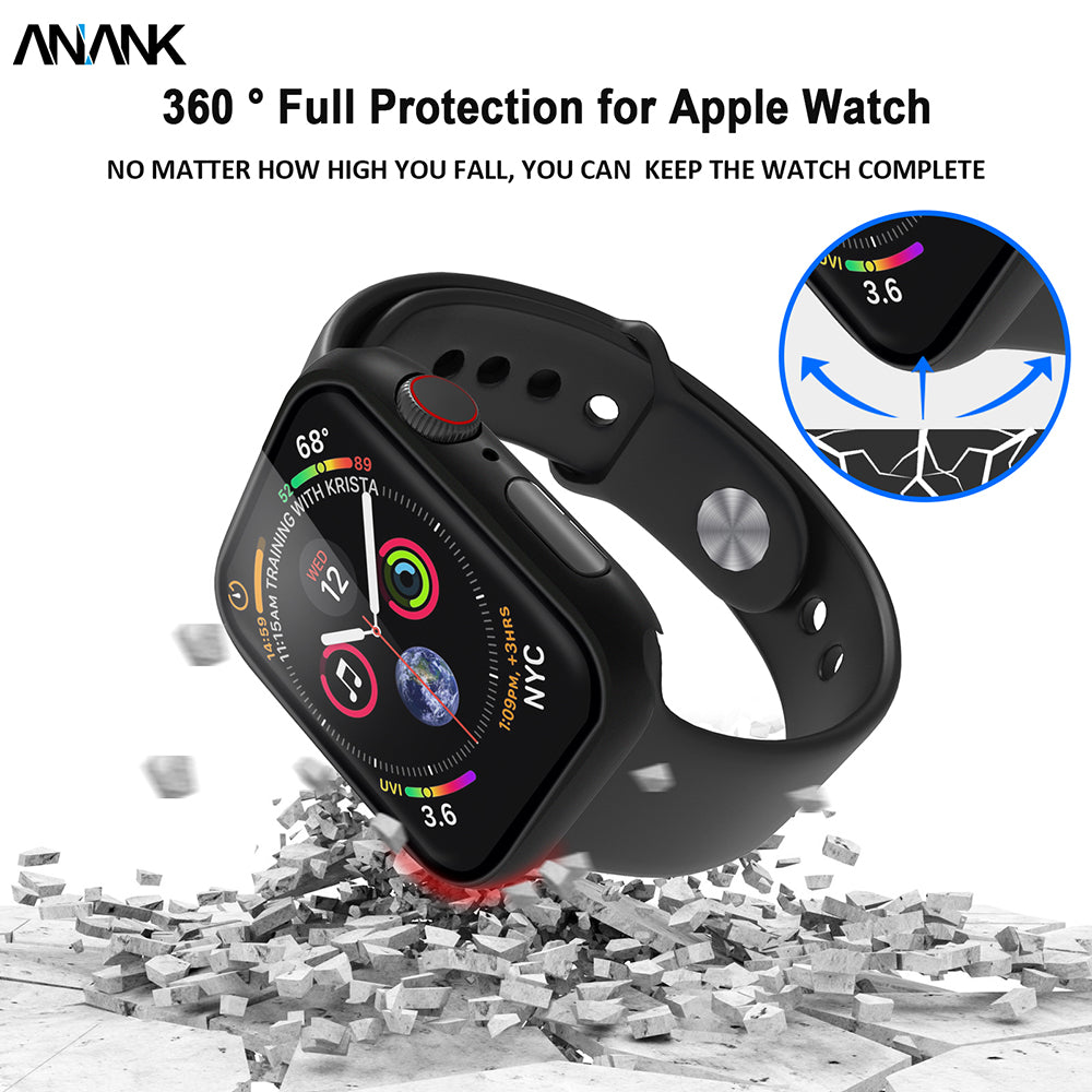 Anank Screen Guard Hülle für Apple Watch Series 7 45mm, Schwarz