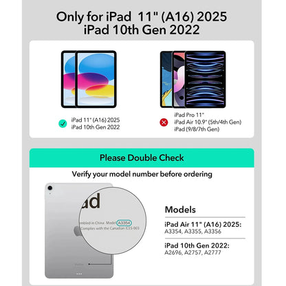 Tastaturhülle für Apple iPad (2025) / (2022), ESR, Rebound New, Schwarz