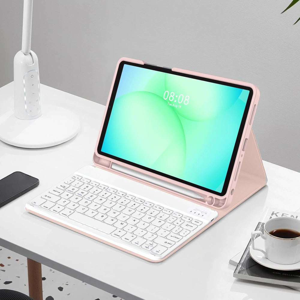 Schutzhülle mit Tastatur für Samsung Galaxy Tab A11+ / Tab A9+, Tech-Protect, SC PEN, Rosa