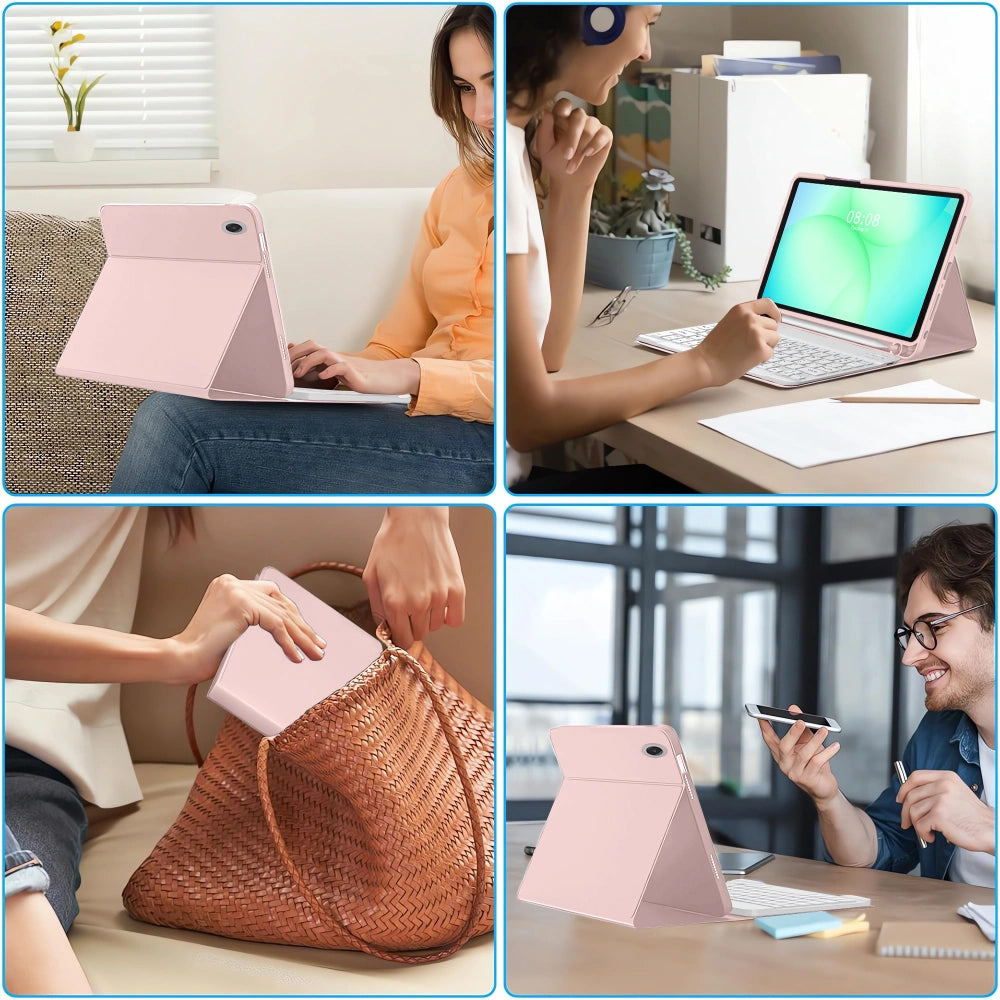 Schutzhülle mit Tastatur für Samsung Galaxy Tab A11+ / Tab A9+, Tech-Protect, SC PEN, Rosa
