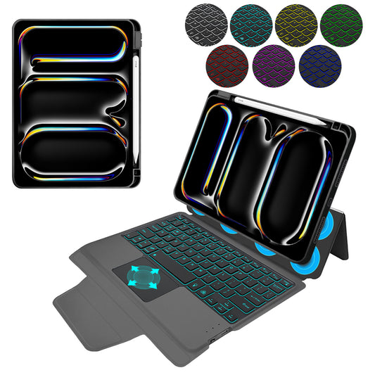 Tastaturhülle für Apple iPad Pro 11 (2024), Techsuit, KeyTab Pro, Schwarz