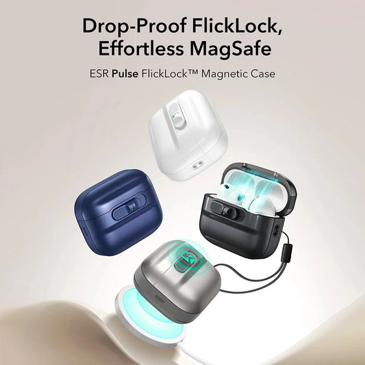 ESR Pulse Magnetic FlickLock Hülle für Apple AirPods Pro 3, Weiß