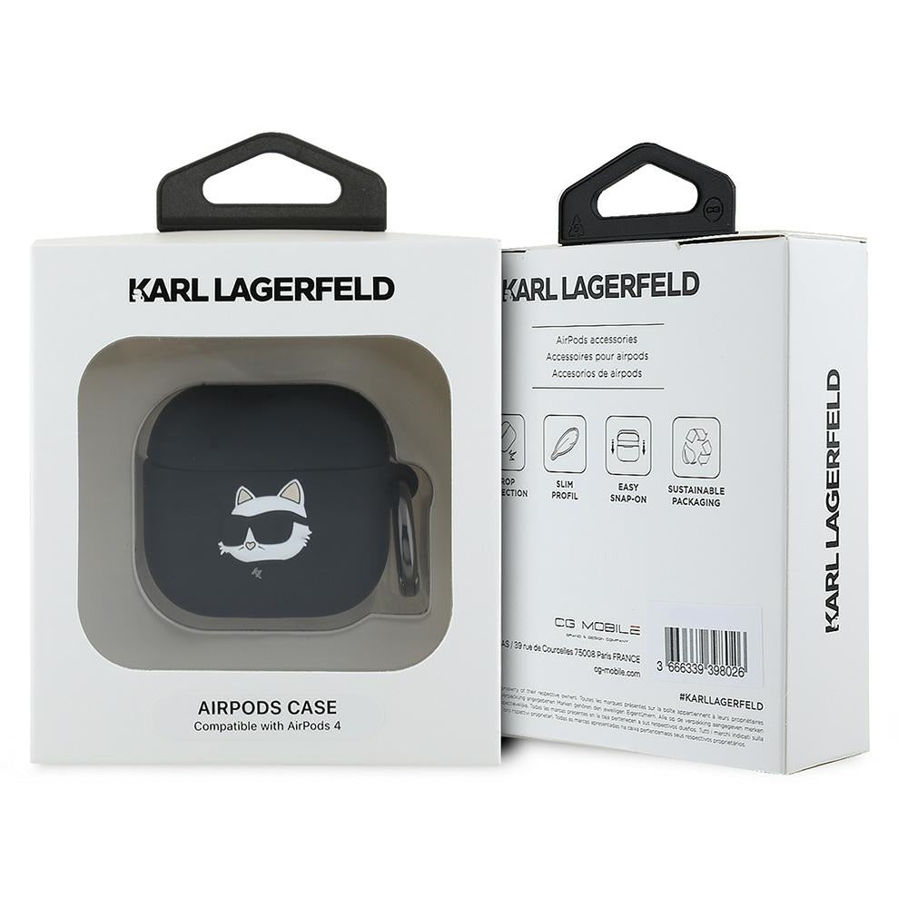 Karl Lagerfeld 3D Choupette's Head Hülle für Apple AirPods 4, Schwarz
