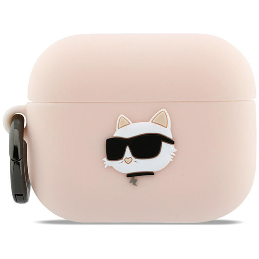 Karl Lagerfeld Silikonhülle Choupette's Head 3D für Apple AirPods Pro 3, Rosa