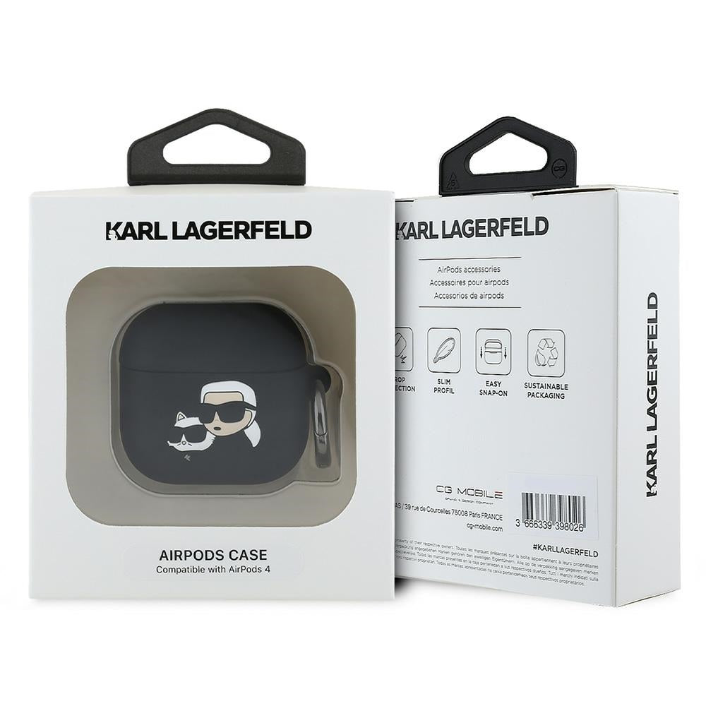 Karl Lagerfeld 3D Karl & Choupette's Heads Hülle für Apple AirPods 4, Schwarz