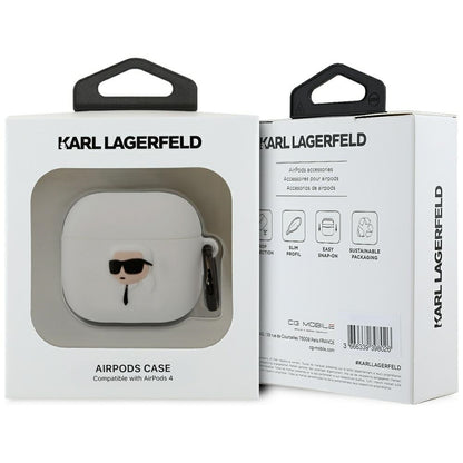 Karl Lagerfeld 3D NFT Karl's Head Hülle für Apple AirPods 4, Weiß