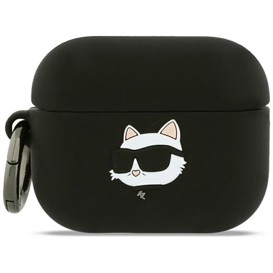 Karl Lagerfeld Silikonhülle Choupette's Head 3D für Apple AirPods Pro 3, Schwarz