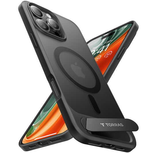 MagSafe Hülle für Apple iPhone 16 Pro Max, Torras, Pstand, Schwarz