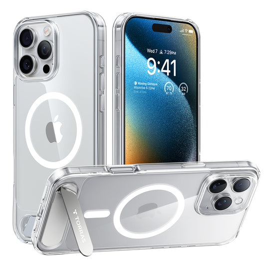 MagSafe Hülle für Apple iPhone 16 Pro Max, Torras, Pstand, Transparent