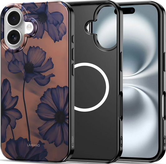 MagSafe Hülle für Apple iPhone 16, Tech-Protect, Lamano Velvet Night, Schwarz