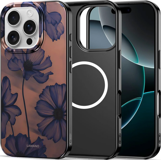 MagSafe Hülle für Apple iPhone 16 Pro Max, Tech-Protect, Lamano Velvet Night, Schwarz