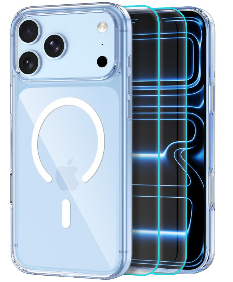 MagSafe-Hülle für Apple iPhone 18 Pro / 17 Pro, Tech-Protect, Flexair Hybrid mit Displayschutz, Transparent