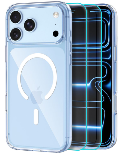 MagSafe-Hülle für Apple iPhone 18 Pro / 17 Pro, Tech-Protect, Flexair Hybrid mit Displayschutz, Transparent