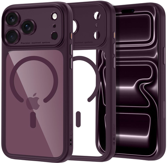MagSafe Case for Apple iPhone 18 Pro Max / 17 Pro Max, Tech-Protect, MagPeak CC, Transparent Burgundy