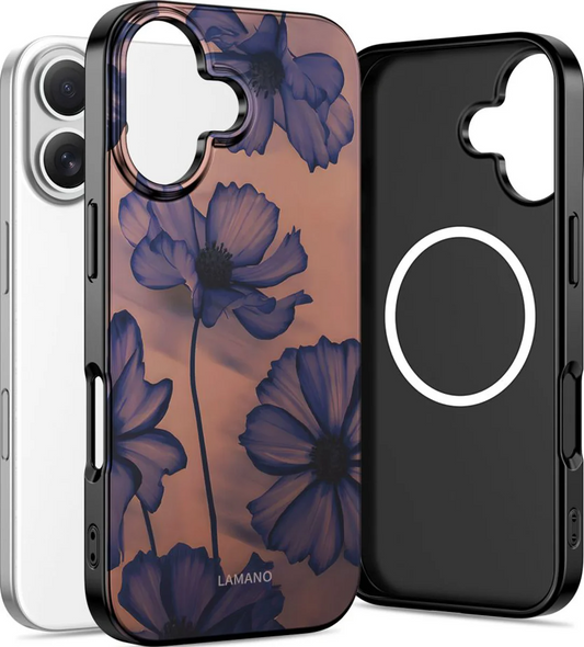 MagSafe Hülle für Apple iPhone 16, Tech-Protect, Lamano Velvet Night, Schwarz