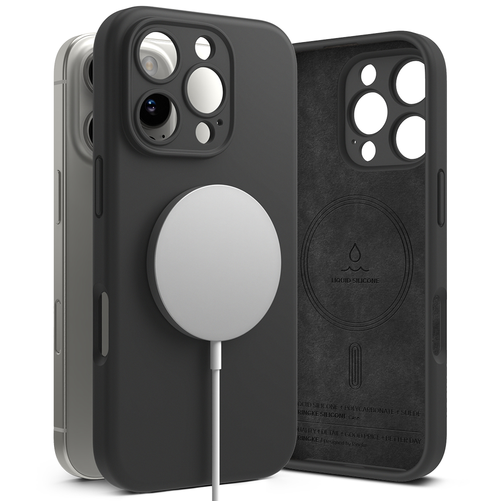 MagSafe Case for Apple iPhone 16 Pro Max, Ringke, Silicone, Black, Resealed