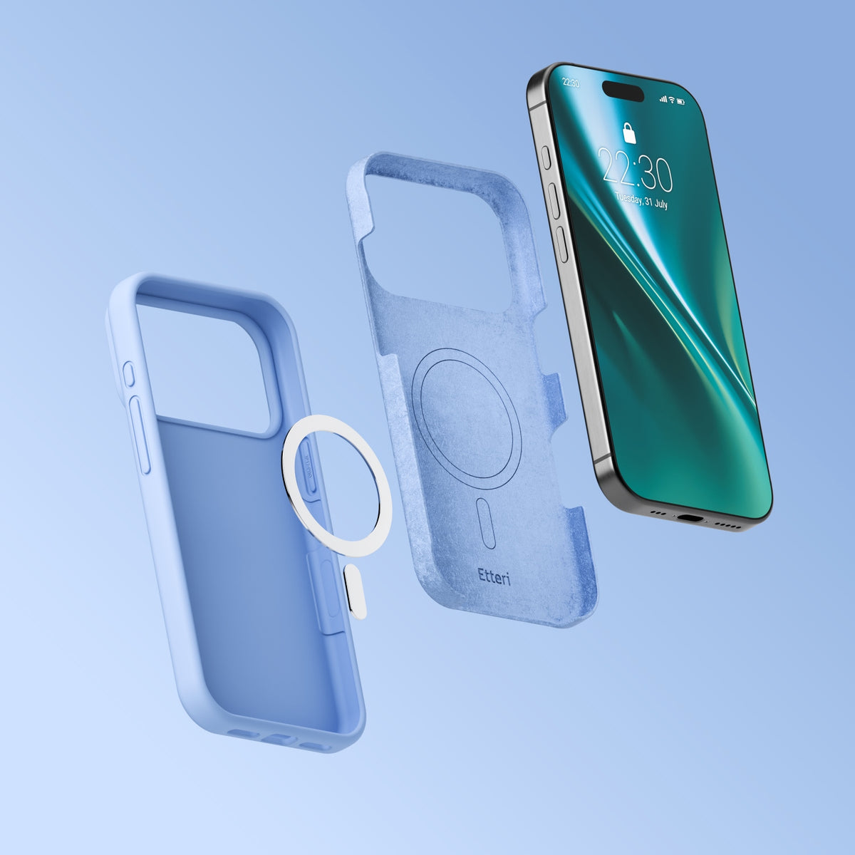 MagSafe-Hülle für Apple iPhone 18 Pro Max / 17 Pro Max, Etteri, Silicone Mag, Blau