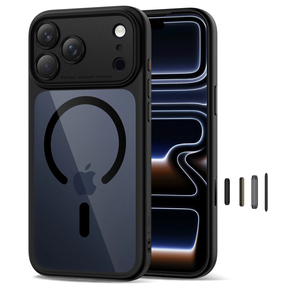 MagSafe-Hülle für Apple iPhone 17 Pro Max, Tech-Protect, MagPeak, Schwarz Transparent