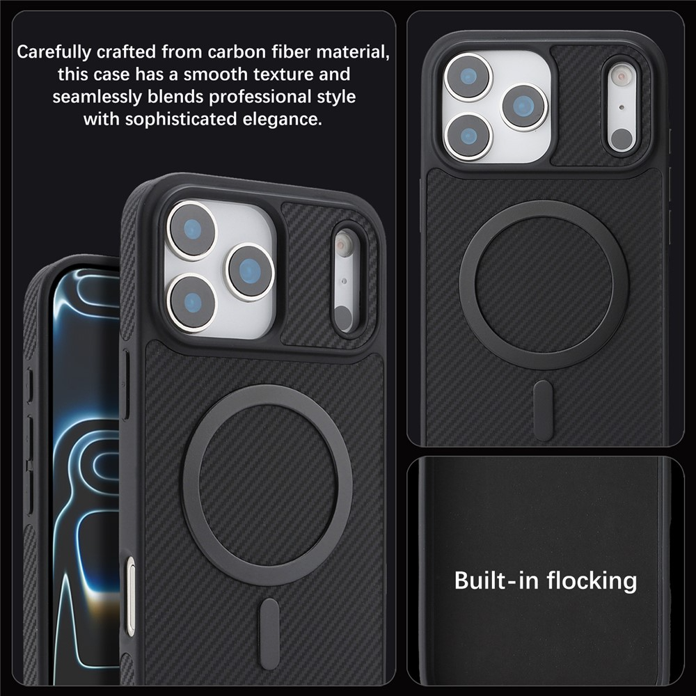 MagSafe-Hülle für Apple iPhone 17 Pro Max, OEM, Carbon-Metallring, Schwarz