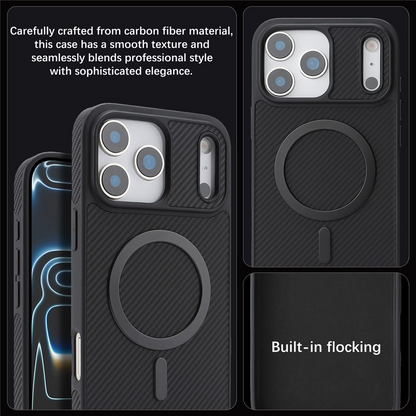 MagSafe-Hülle für Apple iPhone 17 Pro Max, OEM, Carbon-Metallring, Schwarz