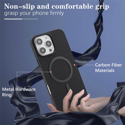 MagSafe-Hülle für Apple iPhone 16 Pro Max, OEM, Carbon-Metallring, Schwarz