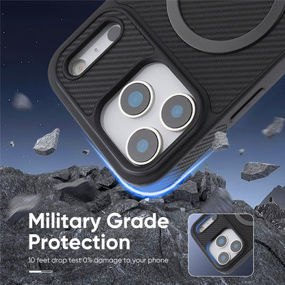 MagSafe-Hülle für Apple iPhone 17 Pro, OEM, Carbon-Metallring, Schwarz