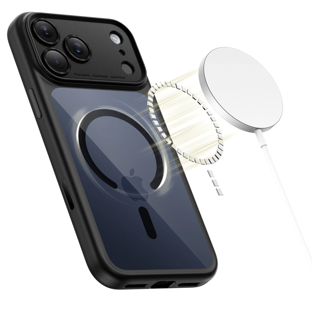 MagSafe-Hülle für Apple iPhone 17 Pro Max, Tech-Protect, MagPeak, Schwarz Transparent