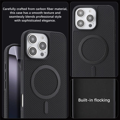 MagSafe-Hülle für Apple iPhone 16 Pro, OEM, Carbon-Metallring, Schwarz