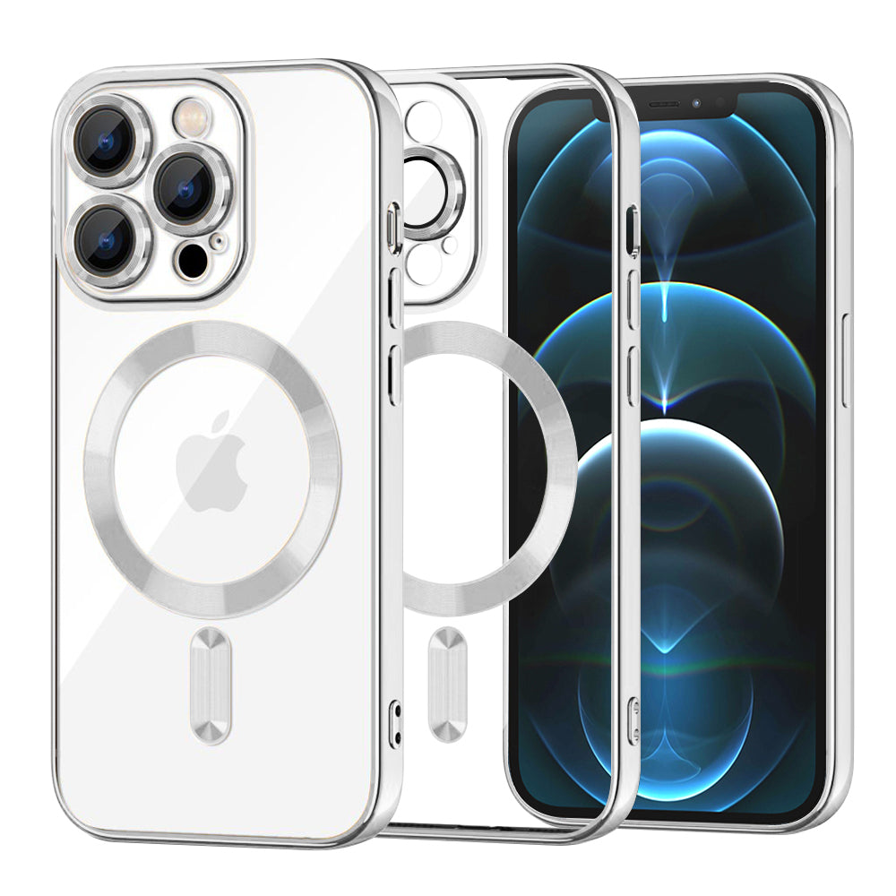 MagSafe Case for Apple iPhone 12 Pro Max, Techsuit, Luxury Crystal, Silver