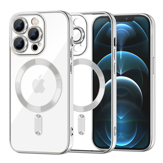 MagSafe-Hülle für Apple iPhone 12 Pro Max, Techsuit, Luxury Crystal, Silber