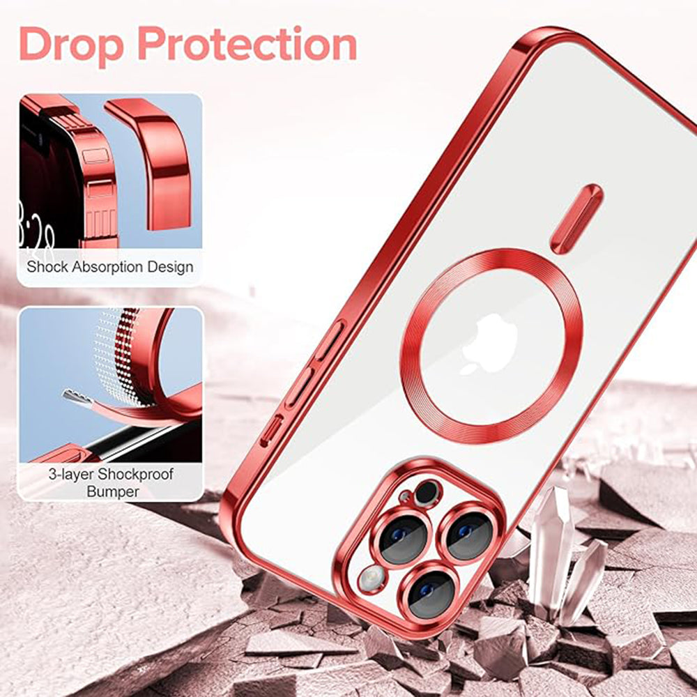 MagSafe-Hülle für Apple iPhone 12 Pro Max, Techsuit, Luxury Crystal, Rot