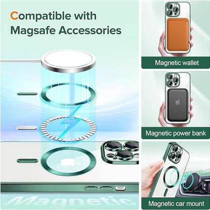 MagSafe-Hülle für Apple iPhone 12 Pro Max, Techsuit, Luxury Crystal, Dunkelgrün