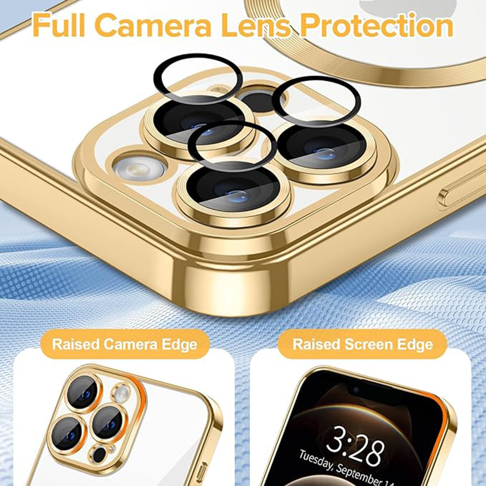 MagSafe-Hülle für Apple iPhone 12 Pro, Techsuit, Luxury Crystal, Gold