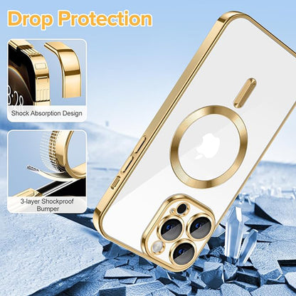 MagSafe-Hülle für Apple iPhone 12 Pro, Techsuit, Luxury Crystal, Gold