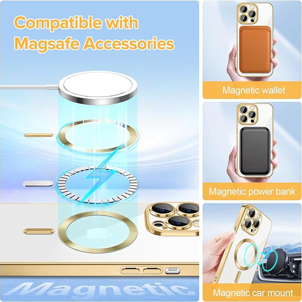 MagSafe-Hülle für Apple iPhone 12 Pro, Techsuit, Luxury Crystal, Gold