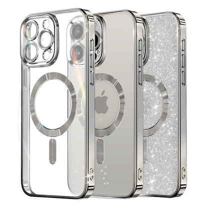 MagSafe Case for Apple iPhone 12 Pro, Techsuit, Luxury Glitter, Silver