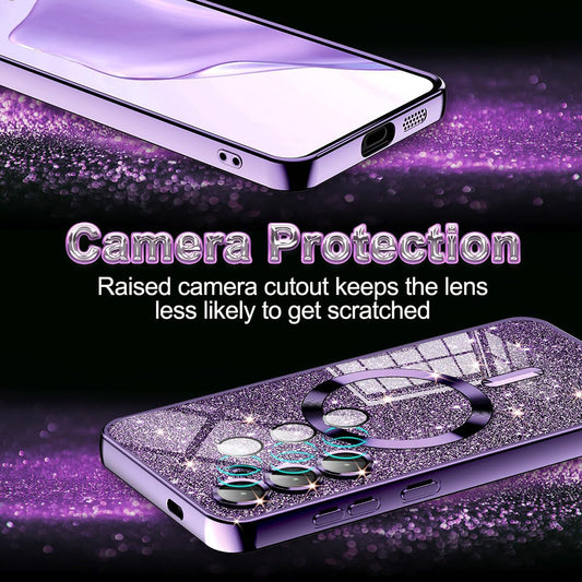 MagSafe Case for Apple iPhone 12 Pro, Techsuit, Luxury Glitter, Red